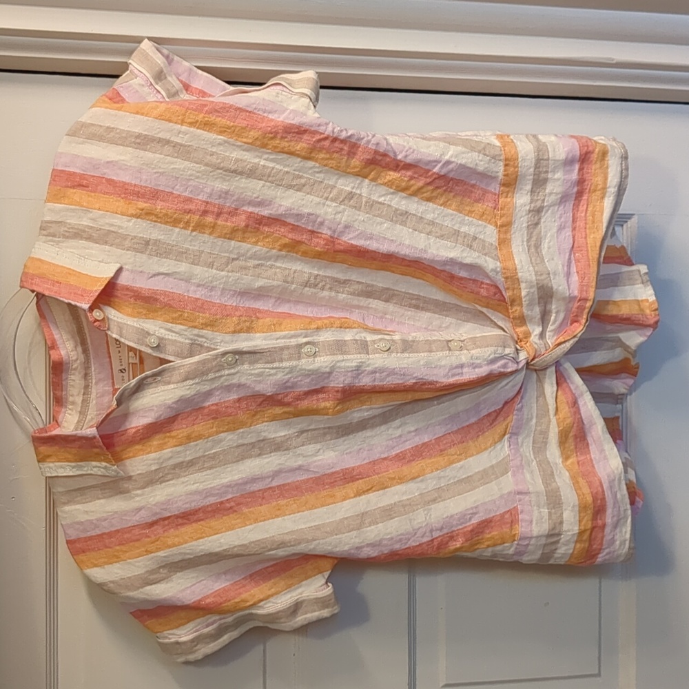 Linen Euro Summer Lou & Grey Striped Short Sleeve Top